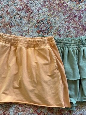 Aerie Elastic-Waist Skirt Duo in Peach and Sage